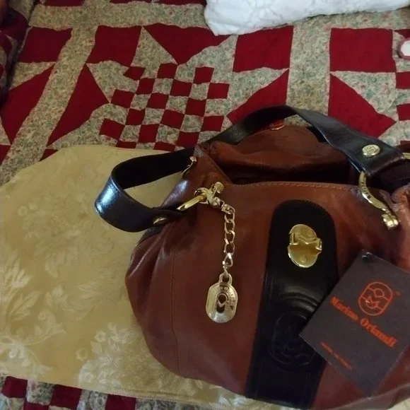 MARINO ORLANDI LUXERY BROWN LEATHER HANDBAG